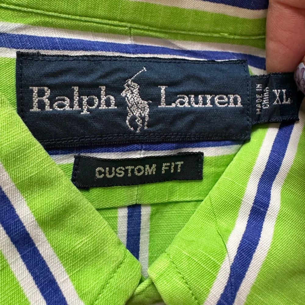 Ralph Lauren Custom Fit Silk & Linen Custom Fit Button Down XL Extra Large - Picture 9 of 9
